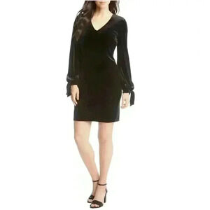 Karen Kane Womens Velvet Sheath Dress V-Neck with Bow Sleeves size Large